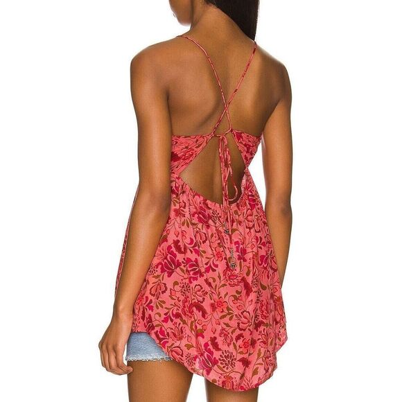 Free People OB1486669 Women's Sz Large Pink Pixie Printed Tunic Top - Picture 8 of 8
